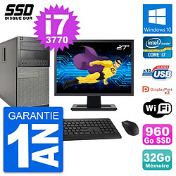 PC Tour Dell 9010 Ecran 27" Intel i7-3770 RAM 32Go SSD 960Go Windows 10 Wifi · Occasion 