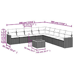 Avis vidaXL Salon de jardin avec coussins 10 pcs gris résine tressée