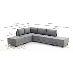 Avis Hanah Home Canapé d'angle convertible en tissu gris Fly.