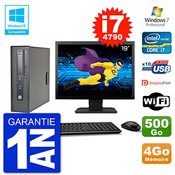 PC HP EliteDesk 800 G1 SFF Ecran 19" i7-4790 4Go 500Go Graveur DVD Wifi W7 - Occasion