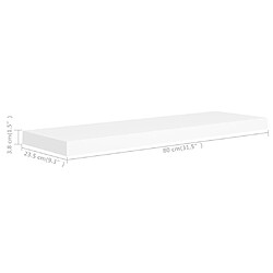 vidaXL Étagères murales flottantes 2 pcs blanc 80x23,5x3,8 cm MDF pas cher