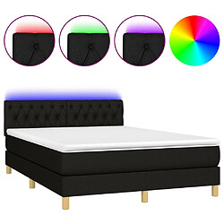 vidaXL Sommier à lattes de lit avec matelas LED Noir 140x190 cm Tissu