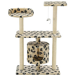 Avis Arbre à chat,niche pour chat avec griffoir en sisal 95 cm Beige Motif de pattes -MN62412