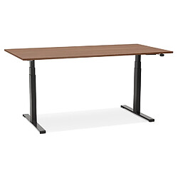 Alterego Bureau assis debout électrique 'TRONIK' noir avec plateau en bois finition Noyer - 140x70 cm TRONIK