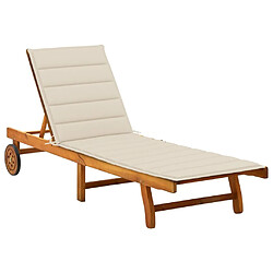 vidaXL Chaise longue de jardin avec coussin Bois d'acacia solide 