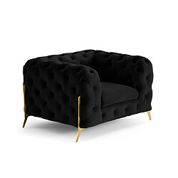 Lisa Design Camden - fauteuil chesterfield en velours - pieds en métal doré Camden - fauteuil chesterfield en velours - pieds en métal doré - Noir