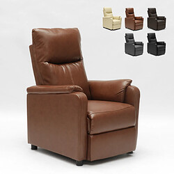 Produceshop Fauteuil relax inclinable avec repose-pieds en similcuir Giulia, Couleur: Marron 