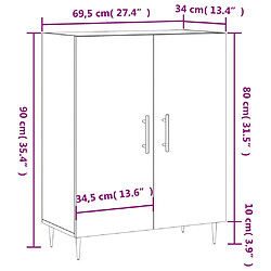 vidaXL Buffet sonoma gris 69,5x34x90 cm bois d'ingénierie pas cher