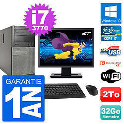 PC Tour Dell 9010 Ecran 27" Intel i7-3770 RAM 32Go Disque 2To Windows 10 Wifi · Occasion 