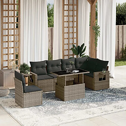 vidaXL Salon de jardin avec coussins 7 pcs gris résine tressée 