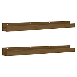 Maison Chic Lot de 2 Étagères murales,Étagère Rangement flottate Marron miel 110x12x9cm Bois de pin massif -MN14907