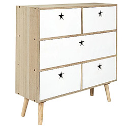 Toilinux Commode 5 tiroirs Like a Star - en MDF et Bois de Pin - Blanc et Marron Toilinux - Commode 5 tiroirs Like a Star - en MDF et Bois de Pin - Blanc et Marron - Scandinave