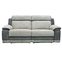 Vente-Unique Canapé 3 places relax en microfibre gris clair et bandes anthracites TALCA