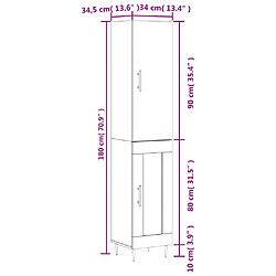 vidaXL Buffet haut Chêne marron 34,5x34x180 cm Bois d'ingénierie pas cher