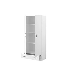 Youdoit Armoire 2 portes battantes panneaux de particules + 1 tiroir - Décor blanc 78 x 38 x Hauteur 170 cm pas cher