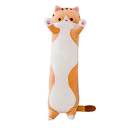 Universal Oreiller long coton mignon chat poupée peluche peluche jouet doux oreiller peluche 50cm(Orange) 