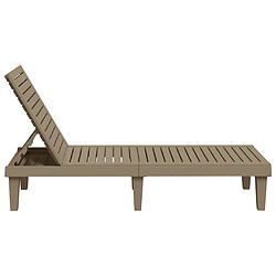 Avis Helloshop26 Transat chaise longue bain de soleil lit de jardin terrasse meuble d'extérieur marron clair 155 x 58 x 83 cm polypropylène 02_0012782