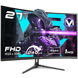 Vibox V27FHD240C Écran PC Gamer Incurvé 1500R - 27 Pouces, Résolution FHD 1080p, 240Hz, 1ms, Adaptive Sync, Dalle VA, HDMI & DisplayPort