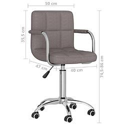 vidaXL Chaise pivotante de salle à manger Taupe Tissu pas cher