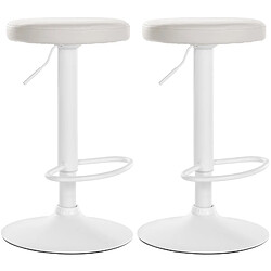 Non Lot de 2 tabourets de bar Ponte simili cuir blanc 