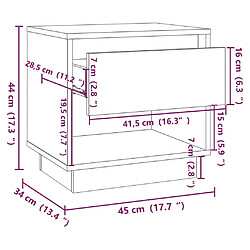 vidaXL Tables de chevet 2 pcs Sonoma gris 45x34x44cm Bois d'ingénierie pas cher