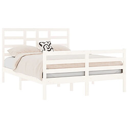 Avis Maison Chic Lit Moderne Chambre - Cadre/structure de lit pour adulte Blanc Bois massif 140x190 cm -MN23544