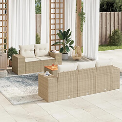 vidaXL Salon de jardin avec coussins 6 pcs beige résine tressée