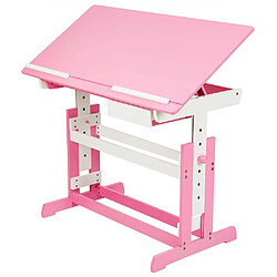 Helloshop26 Bureau enfant meuble réglable en hauteur et inclinable rose 0508097 