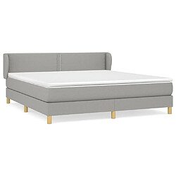 Maison Chic Structures de lit + matelas,Lit à sommier tapissier avec matelas Gris clair 160x200cm Tissu -MN18565