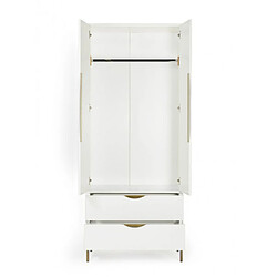 Acheter Mes Armoire 2 portes 2 tiroirs 80x55x195 cm blanc et doré - ROLAND