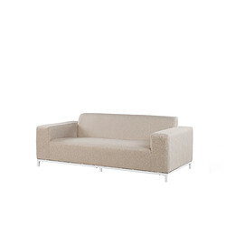 Beliani Canapé de jardin 3 places en tissu beige / pieds blancs ROVIGO pas cher