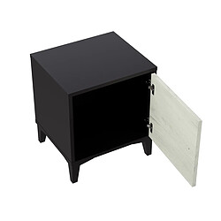 Pegane Table de chevet Table de nuit en mélamine coloris noir / blanc - Longueur 40 x profondeur 35 x Hauteur 45 cm