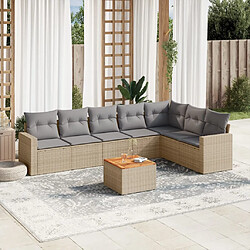 vidaXL Salon de jardin avec coussins 8 pcs beige résine tressée 