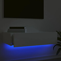 Acheter Maison Chic Meuble TV scandinave avec éclairage LED - Banc TV pour salon blanc brillant 60x35x15,5 cm -MN71783