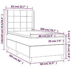 vidaXL Sommier à lattes de lit et matelas et LED Gris clair 80x200cm pas cher