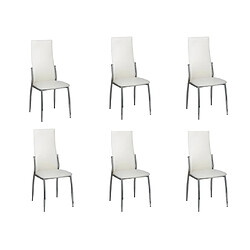 Maison Chic Lot de 6 Chaises à manger,Chaise pour cuisine blanc similicuir -MN70266