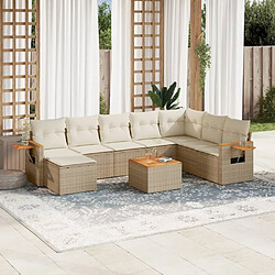 Maison Chic Salon de jardin avec coussins 9 pcs | Ensemble de Table et chaises | Mobilier d'Extérieur beige résine tressée -GKD97251