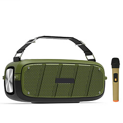 Yonis Enceinte Bluetooth Waterproof Puissante Avec Microphone Enceinte Bluetooth Portable Étanche Subwoofer Avec Microphone Et Power Bank Vert YONIS