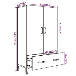 vidaXL Buffet haut Gris béton 70x31x115 cm Bois d'ingénierie pas cher