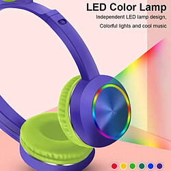 Universal Écouteurs sans fil avec microphone Écouteurs d'oreilles de chat pour enfants Lumière LED pour l'enseignement en ligne pour les étudiants | Écouteurs Bluetooth (bleu) pas cher