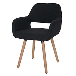 Decoshop26 Chaise de salle à manger bureau visiteur sans roulette design rétro en tissu noir pied en bois clair 04_0002148 