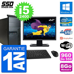 PC Tour Lenovo M91p Ecran 22" Core i5-2400 RAM 8Go SSD 960Go Windows 10 Wifi · Occasion 