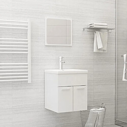 vidaXL Ensemble de meubles de salle de bain Blanc brillant Aggloméré