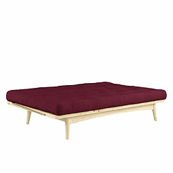 Acheter Inside 75 Banquette futon FOLK en pin massif coloris bordeaux couchage 130 x 190 cm.