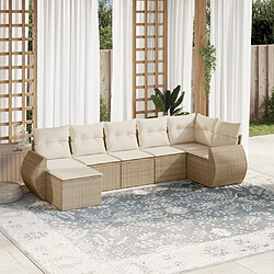 vidaXL Salon de jardin avec coussins 7 pcs beige résine tressée 