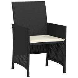 Maison Chic Ensemble de bistro 3 pcs avec coussins,Table + chaises + coussins de jardin noir résine tressée -GKD103495 pas cher