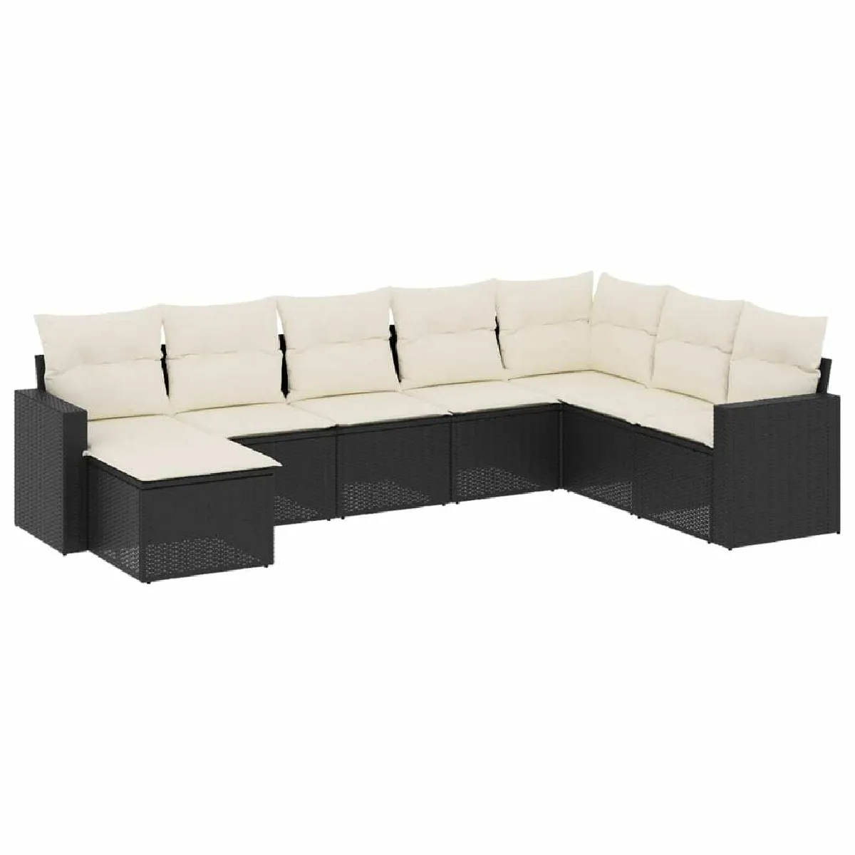 Maison Chic Ensemble Tables et chaises d'extérieur 8 pcs avec coussins,Salon de jardin noir résine tressée -GKD783378