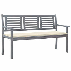 Maison Chic Banc de jardin | Chaise de jardin 3 places avec coussin 150 cm Gris Eucalyptus -GKD20089