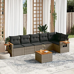 vidaXL Salon de jardin avec coussins 7 pcs gris résine tressée 