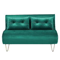 Beliani Banquette convertible 2 places en velours vert foncé VESTFOLD